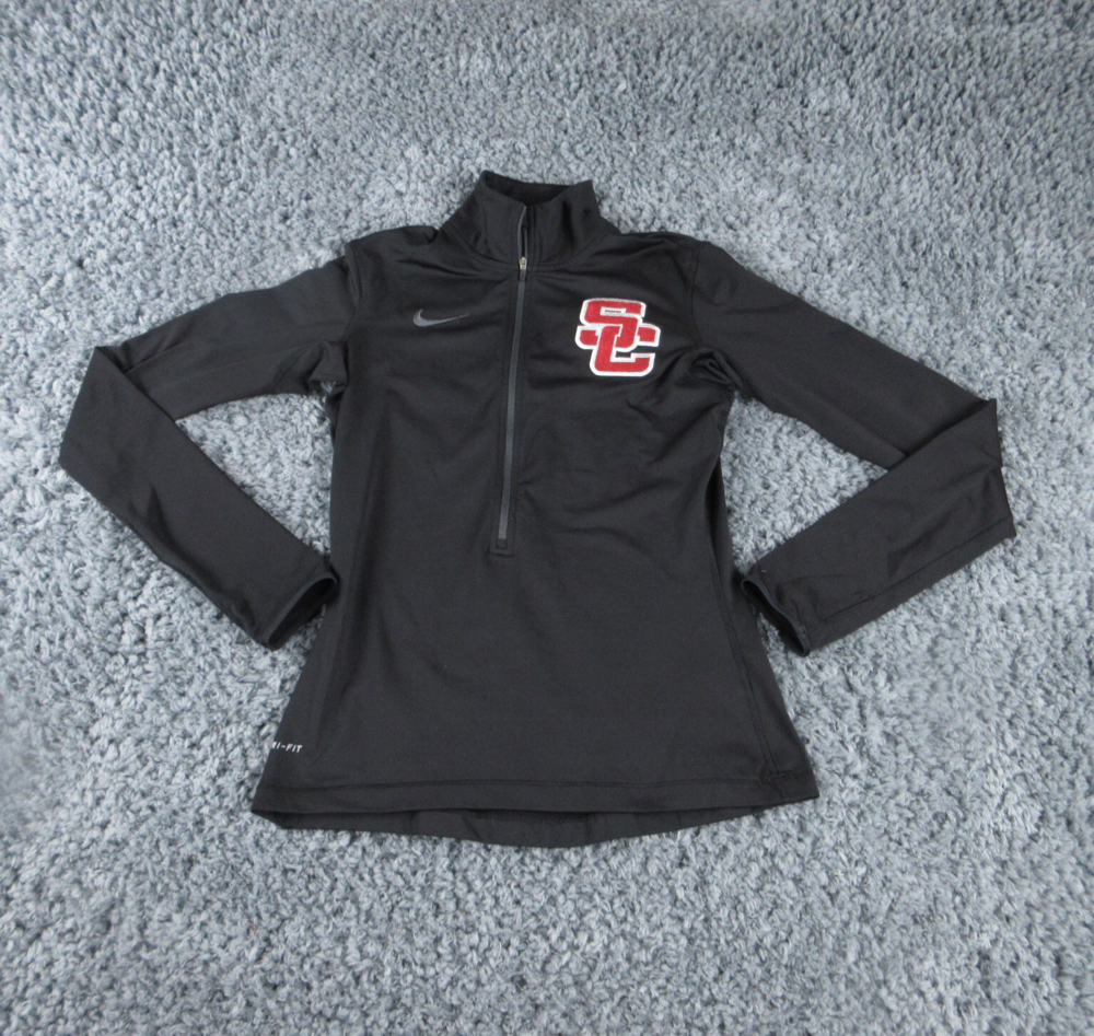 Nike Shirt Womens Small Black Dri-Fit Long Sleeve Thumb Holes 1/4 Zip Pullover